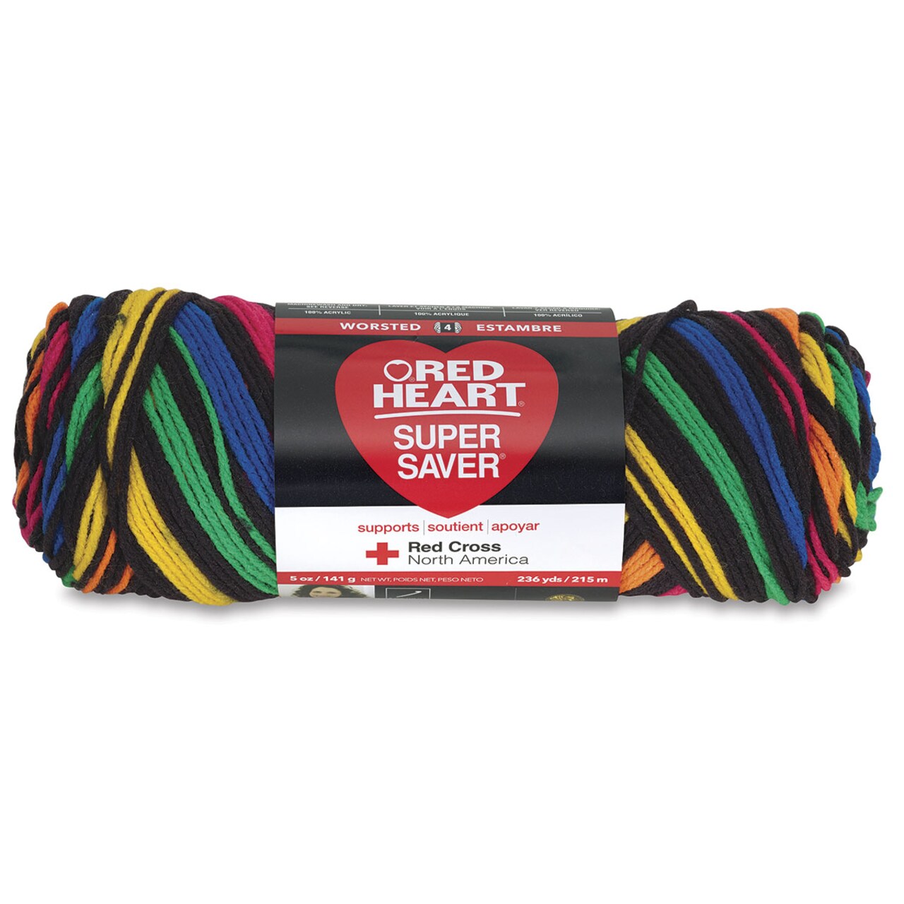 Red Heart Super Saver Yarn - Primary Stripes, 5 oz